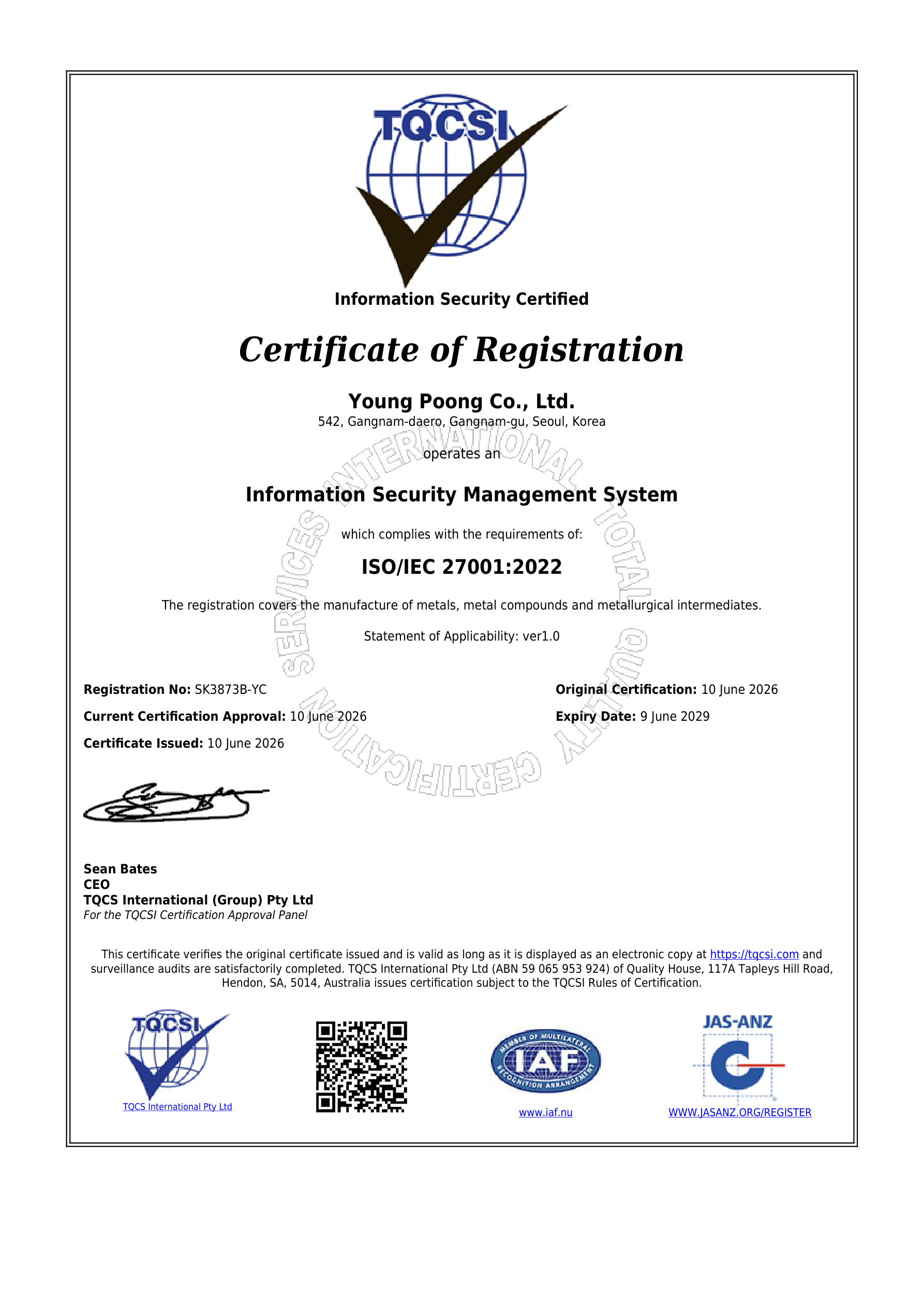 ISO27001Certificate